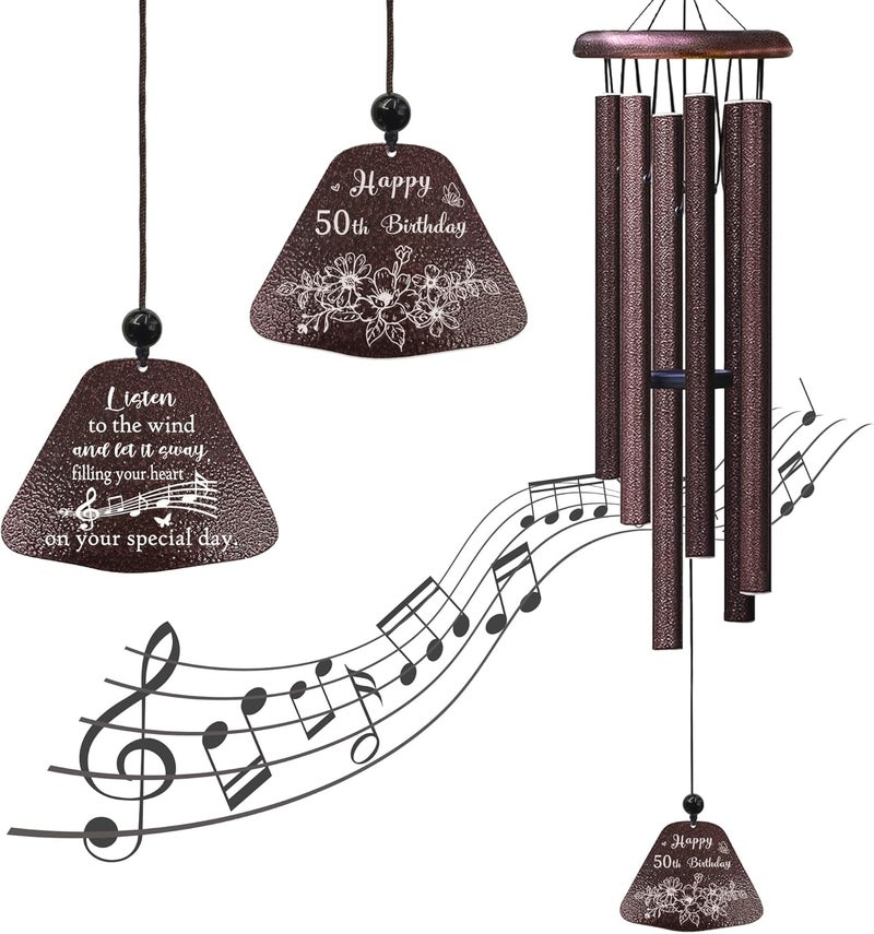 Yesruby 50th Birthday Gifts for Her Him, 50th Birthday Decorations 32” Wind Chimes Outside, 50 Year Old Gifts for Women Men, 1976 Bday Gift for Woman Man - Image 1